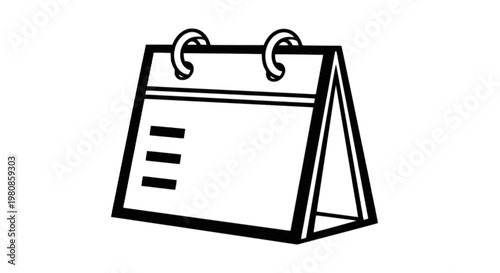 Standing calendar with three horizontal lines for notes on each day isolated on transparent background, Vector