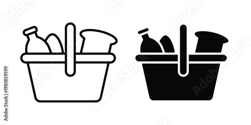 Picnic icon set vector symbol in black filled and stroke style