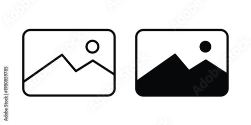 Picture icon set vector symbol in black filled and stroke style