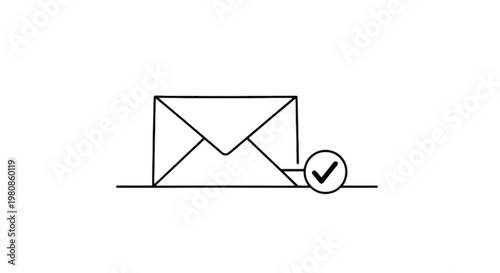 Email icon with confirmation checkmark isolated on transparent background, Vector