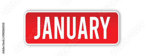 Fotografie Red January Label with Rounded Shape Border and Shadow for Calendar Tag in Moder