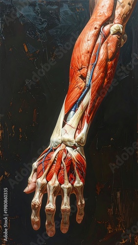 A detailed anatomical illustration of a human arm (1)