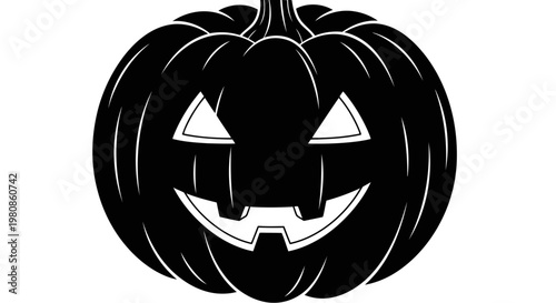 Halloween jack-o-lantern icon with glowing triangular eyes and stitched smile