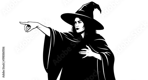 Mysterious witch casting spell in dark fantasy illustration with dramatic lighting