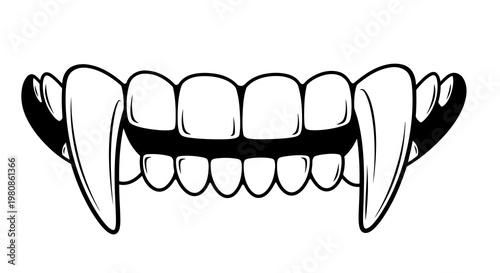 Halloween cartoon teeth with braces vector illustration isolated on white