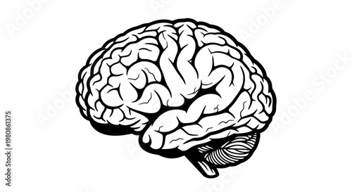 human brain illustration with creative lightbulb idea concept vector design