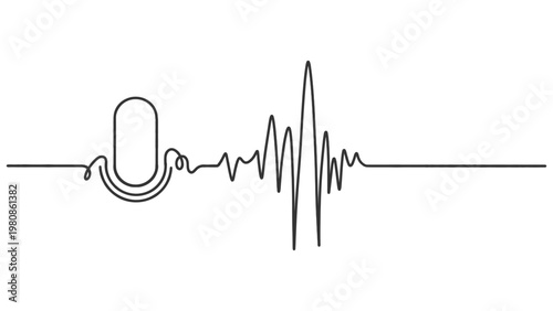 Microphone Waveform Sound Graphic - Audio Recording Concept