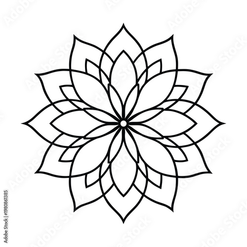 Elegant lotus flower mandala for coloring book art.