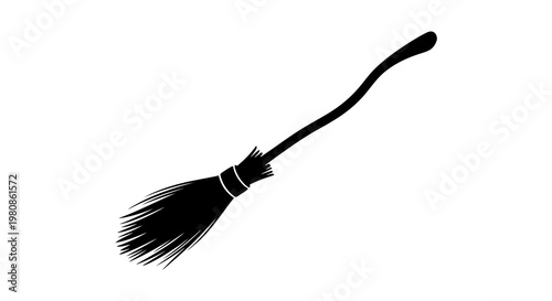 minimalist black broomstick isolated on white background vector illustration