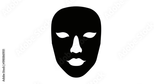 minimalist black theater mask vector illustration for halloween design