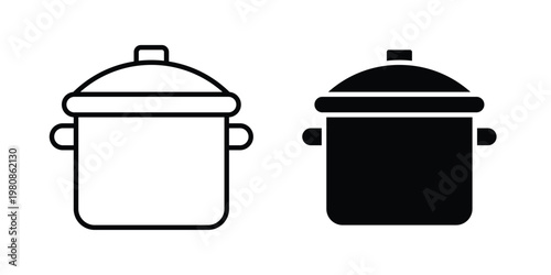 Pot icon set vector symbol in black filled and stroke style
