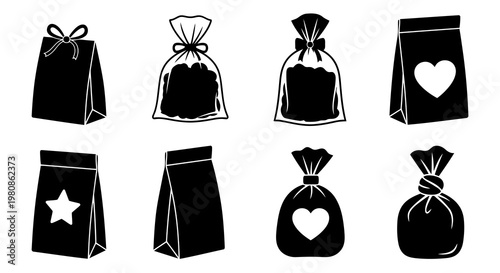 Set of Halloween gift bags and treat bags with spooky and festive designs