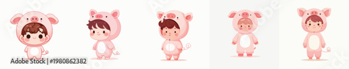 cute little boy in pig costume