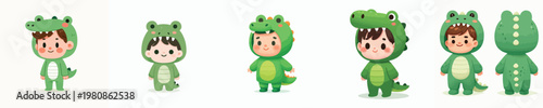cute little boy in crocodile costume