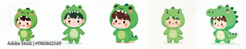 cute little boy in crocodile costume