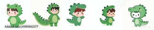 cute little boy in crocodile costume