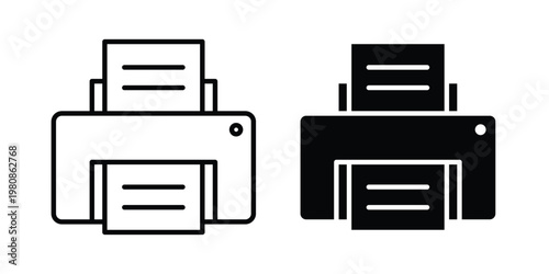 Print icon set vector symbol in black filled and stroke style
