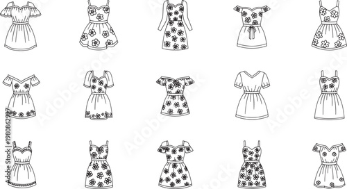 Black and white line dresses with floral lace and polka dot patterns floral lace patterns lace trim