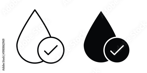 Purity tested icon set vector symbol in black filled and stroke style