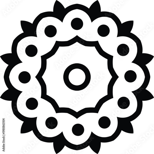 Mandala pattern black and white vector illustration design on white background