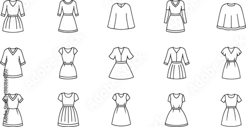 Black and white of women wearing various dresses and tops fashion women's clothing blouses