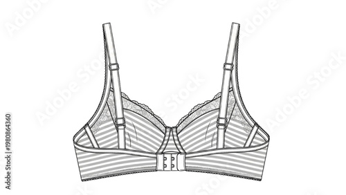 Vector CAD design of a bra showcasing detailed lingerie