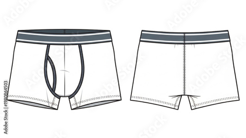 Vector illustration of men's boxer shorts in CAD design