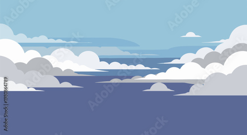 Abstract sky with layers of clouds over a calm body of water