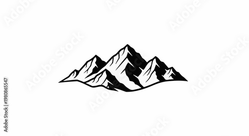 Black and white illustration of multiple sharp mountain peaks