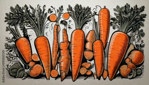 Freshly Harvested Carrots Displayed in a Row.