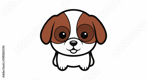 Adorable cartoon puppy with big brown eyes and floppy ears