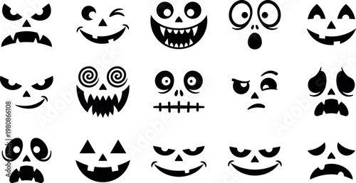 Halloween Monster and Pumpkin Face Silhouette Mega Set