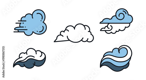 Mist Line art vector set creative abstract graphic