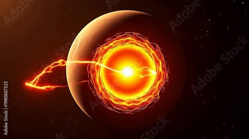 Cosmic planet with fiery ring