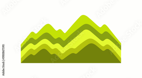 Abstract green layered hills, digital graphic art