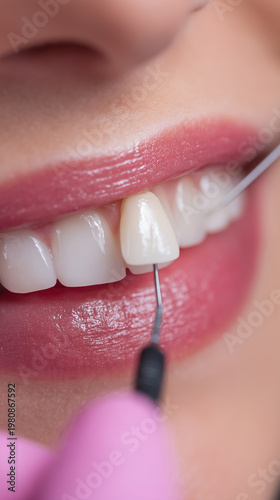 Dental veneers procedure with ceramic veneer placement