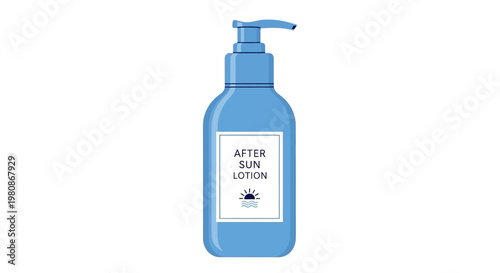 A blue bottle of after-sun lotion, ready to soothe and hydrate skin after sun exposure
