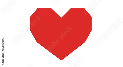 A simple geometric red heart, symbolizing love and affection. It evokes feelings of warmth and connection. 