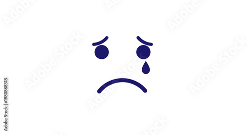 A simple illustration of a sad face with a single teardrop