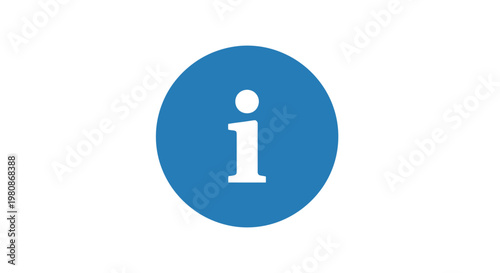 Information icon in a blue circle, symbolizing guidance, assistance and more