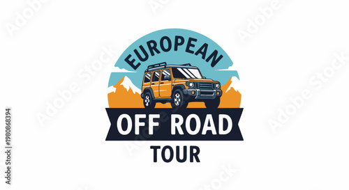 An orange off-road vehicle embarks on a tour through mountainous terrain