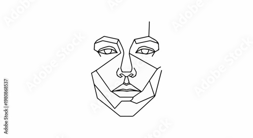 Abstract geometric line art of a human face in black and white