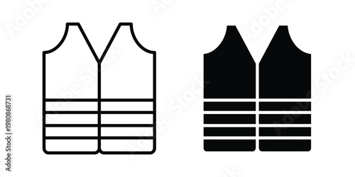 Safety vest icon set vector symbol in black filled and stroke style