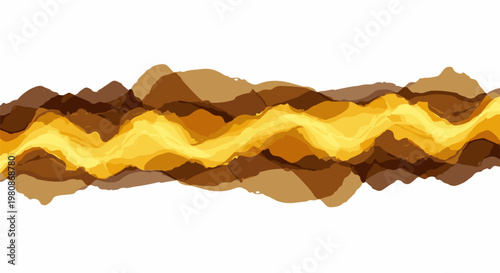 Abstract, flowing waves of golden yellow and various shades of brown colors blend
