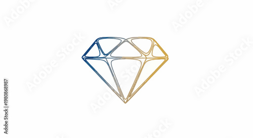Abstract diamond shape with gradient blue and gold outline