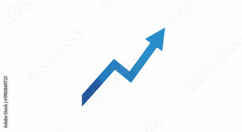 Abstract upward trending blue line graph with arrow tip