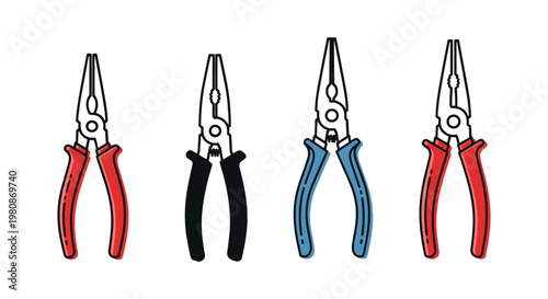 Needle Nose Pliers Line art modern colorful pattern illustration