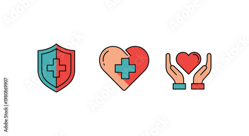 Medical Charity Line art creative colorful shapes illustration