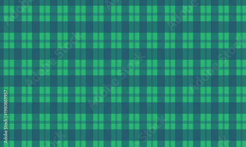 Seamless green plaid fabric pattern with checkered texture for textile and wallpaper design.