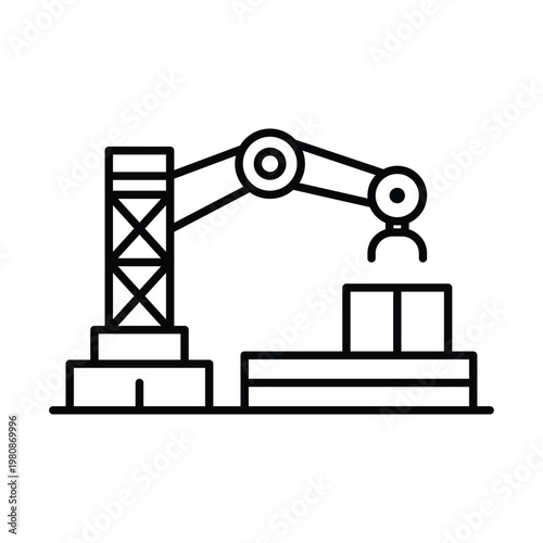 Industrial Robotic Arm Lifts Cargo at Modern Manufacturing Facility